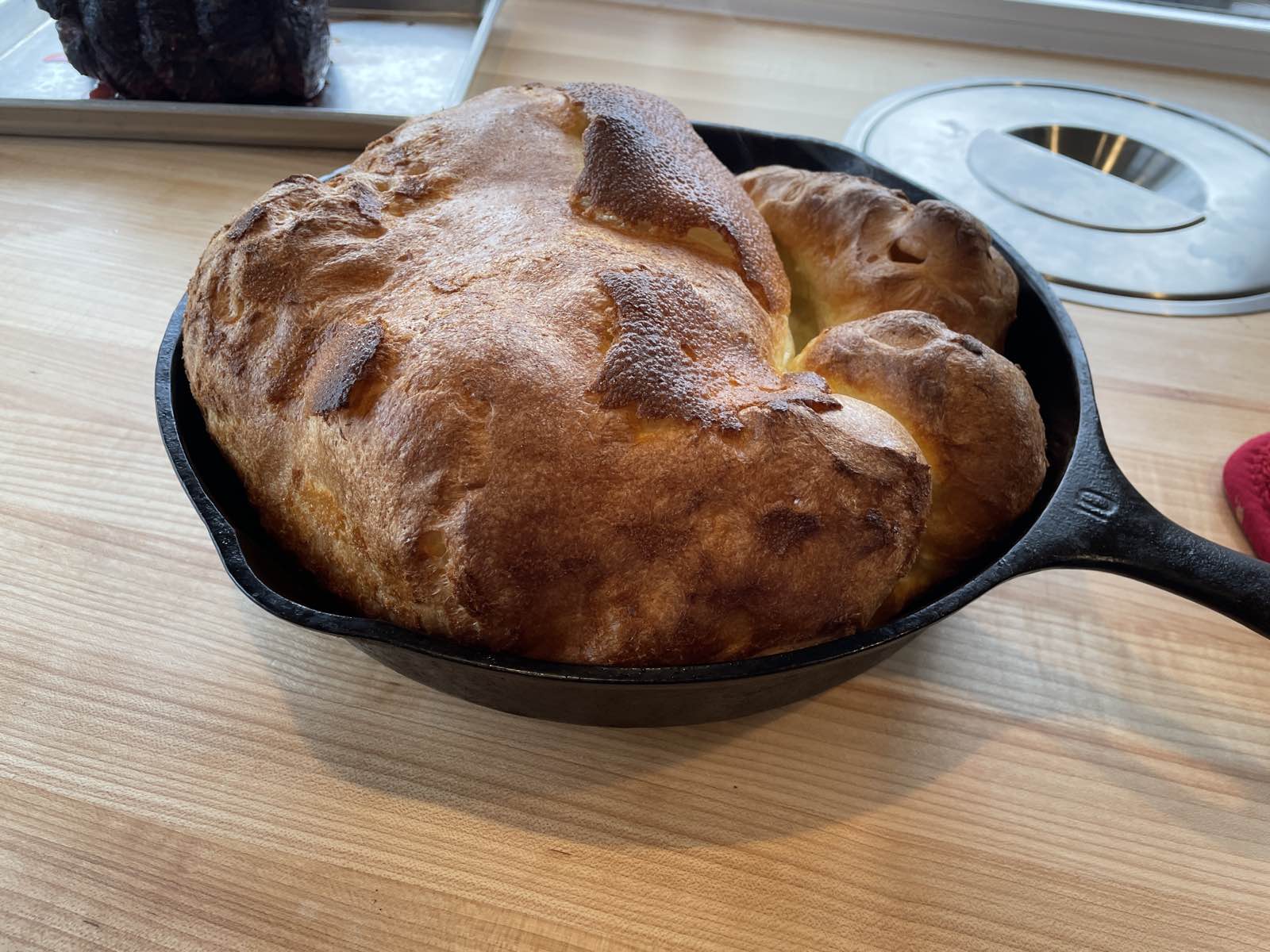 A golden brown yorkshire pudding